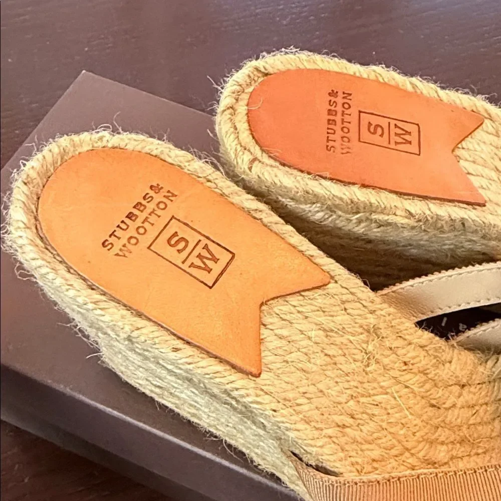 Stubbs & Wootton Tan Espadrille Slides 37